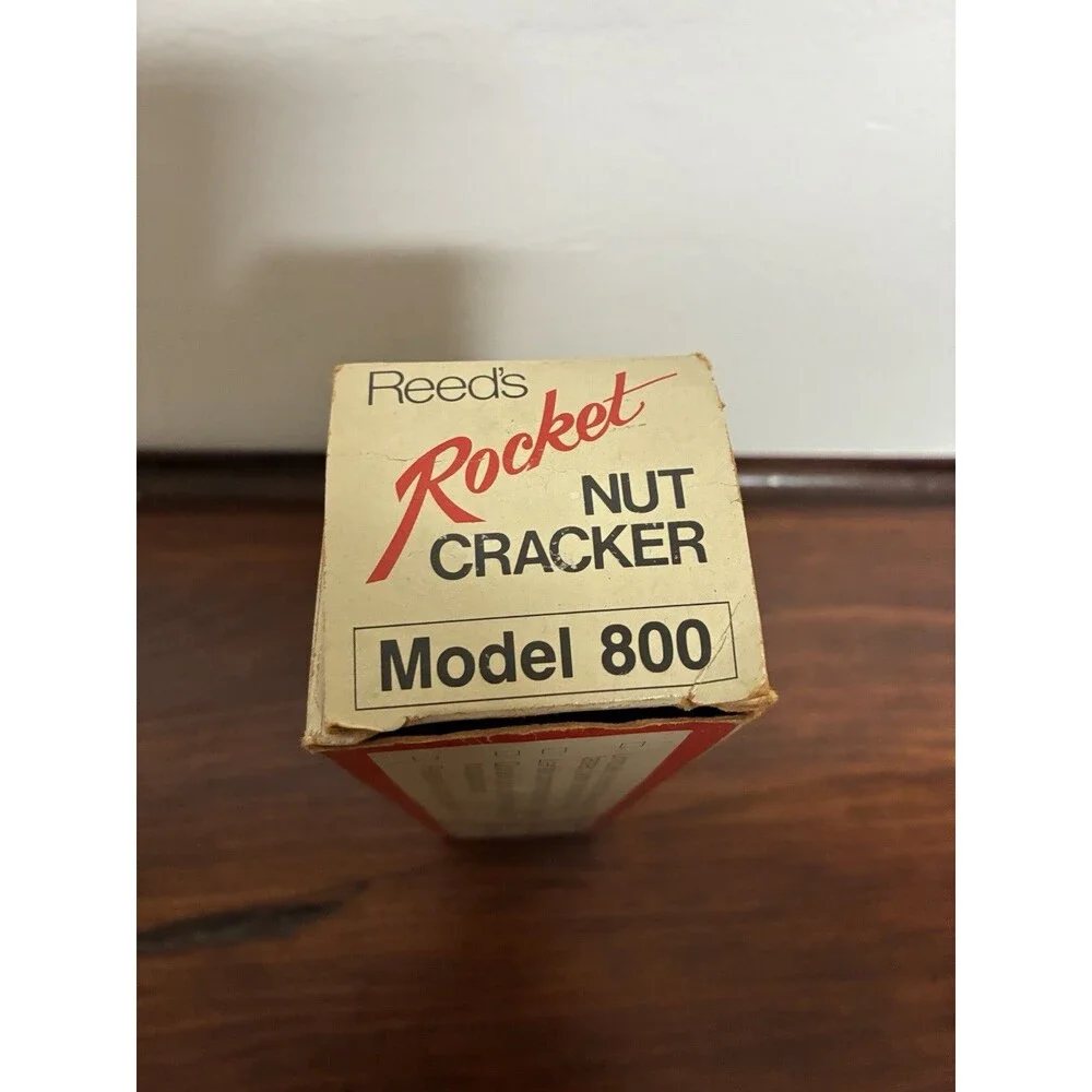 Vintage Reeds Rocket Nut Cracker Model 800  White Handle Original Box Made USA